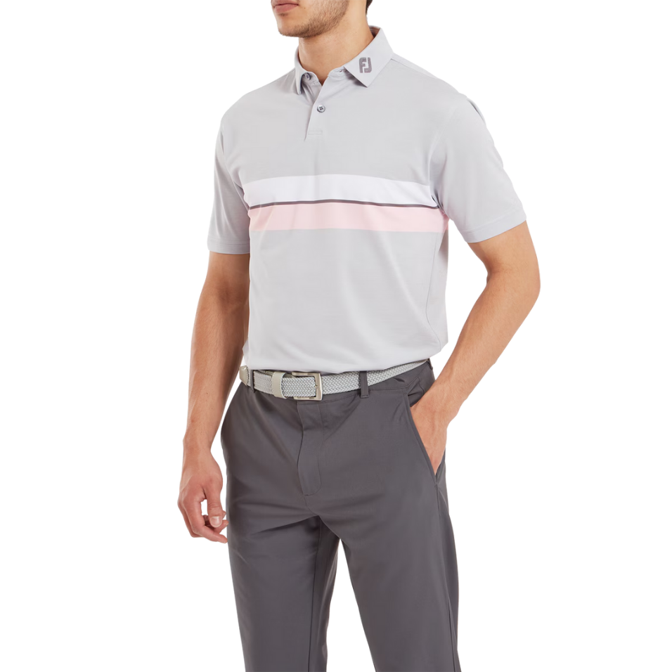 FOOTJOY DOUBLE CHEST BAND PIQUE GREY MEN'S POLO
