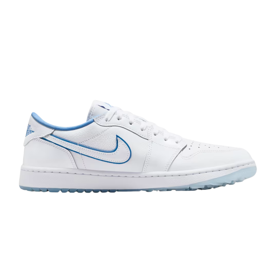 NIKE AIR JORDAN 1 LOW G SPIKELESS GOLF SHOE - WHITE/LEGEND BLUE