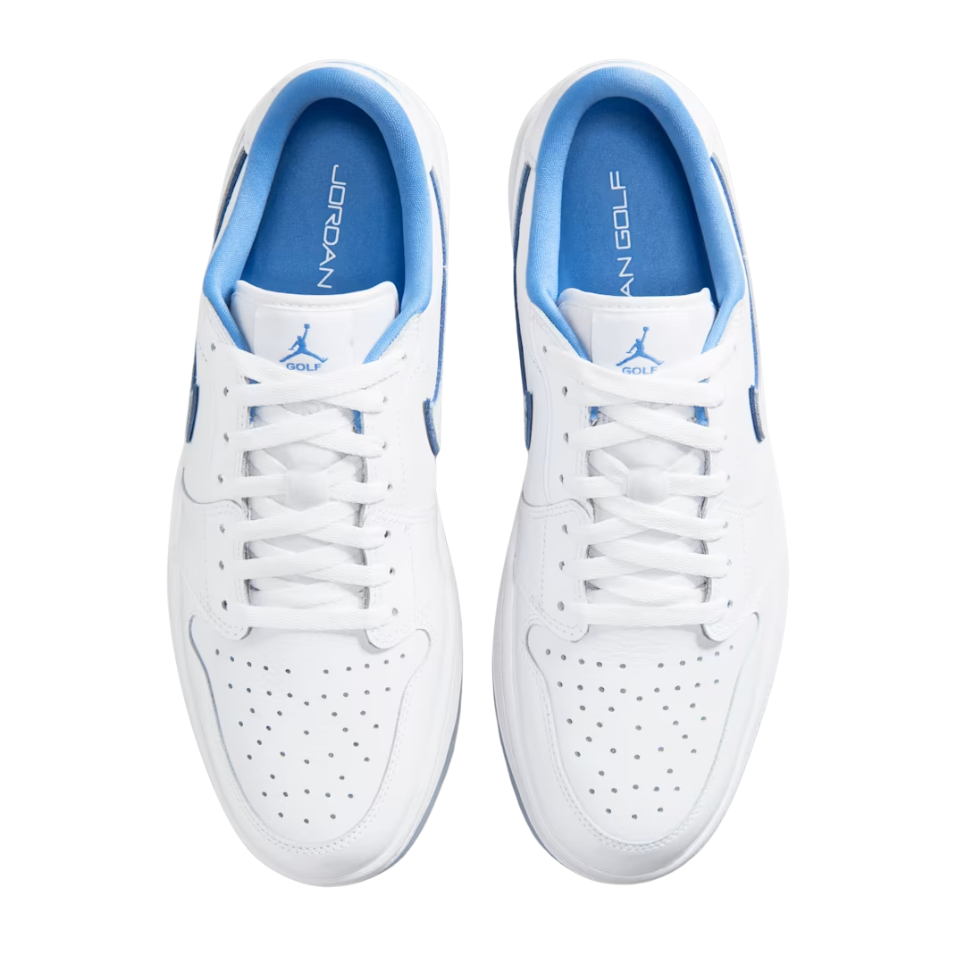 NIKE AIR JORDAN 1 LOW G SPIKELESS GOLF SHOE - WHITE/LEGEND BLUE