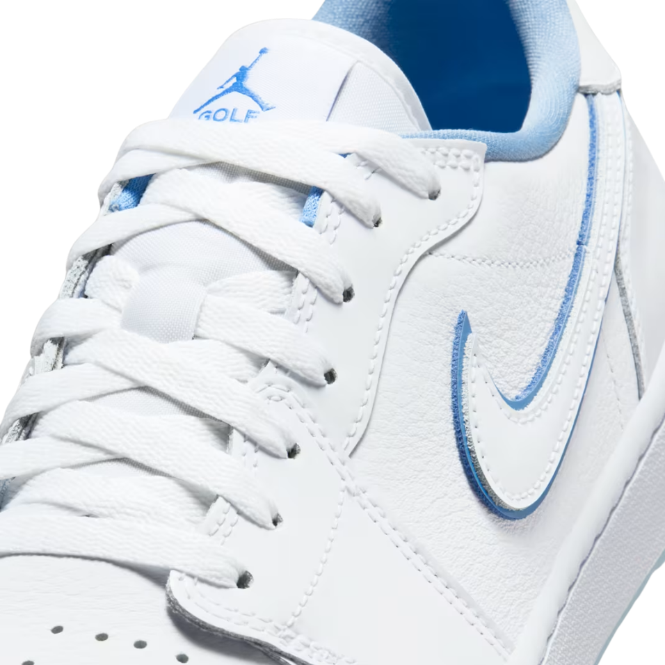 NIKE AIR JORDAN 1 LOW G SPIKELESS GOLF SHOE - WHITE/LEGEND BLUE
