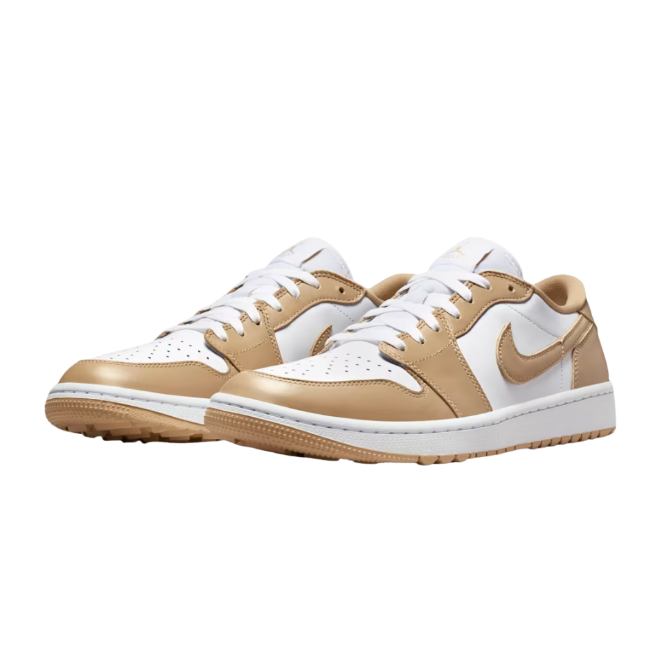NIKE AIR JORDAN 1 LOW G SPIKELESS GOLF SHOE - WHITE/LINEN