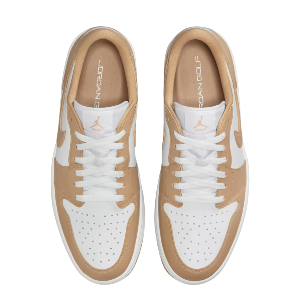 NIKE AIR JORDAN 1 LOW G SPIKELESS GOLF SHOE - WHITE/LINEN