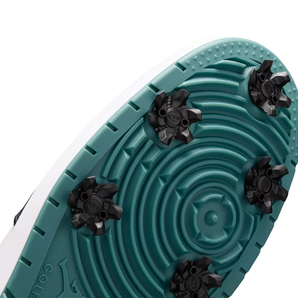 NIKE AIR JORDAN 1 LOW SPIKED GOLF SHOE - MINERAL TEAL/BLACK/WHITE