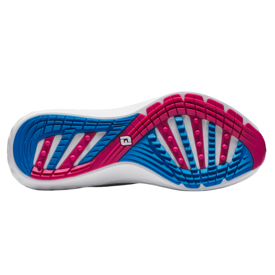 FOOTJOY WOMEN'S QUANTUM SPIKELESS GOLF SHOE - WHITE/BLUE/PINK