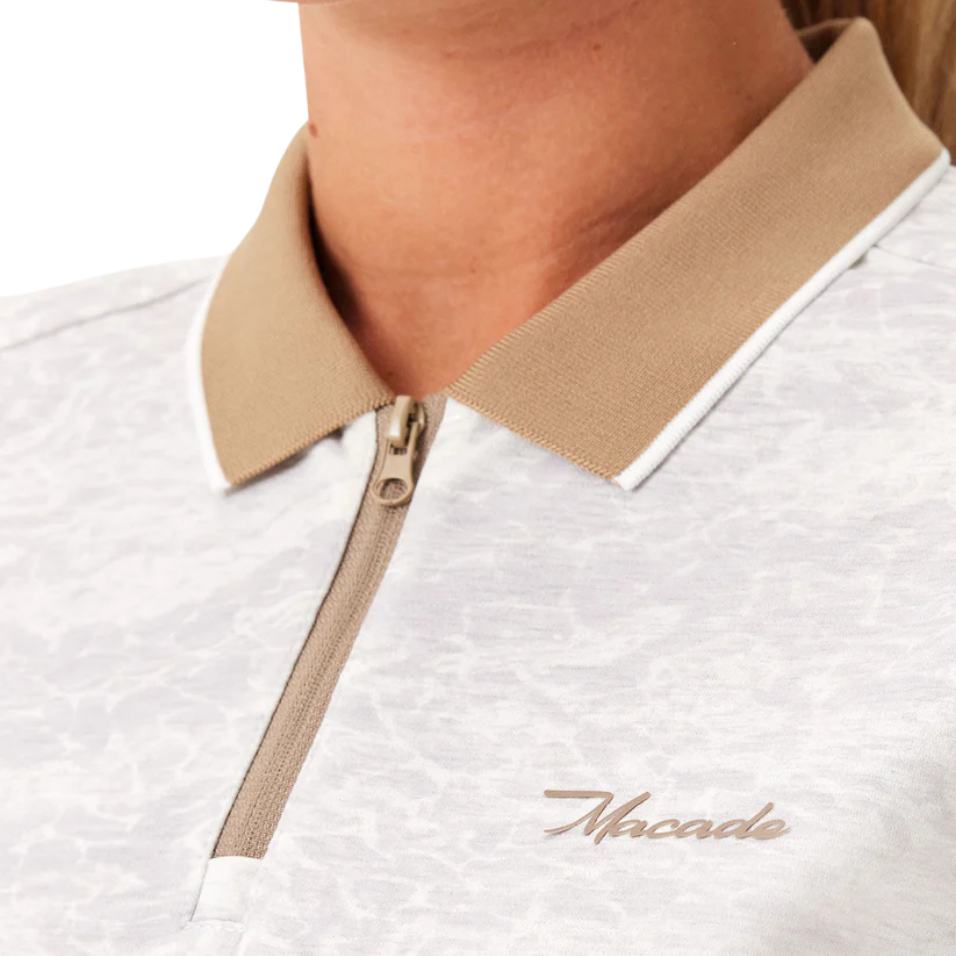 MACADE LADIES MARBLE PLAYERS ZIP POLO