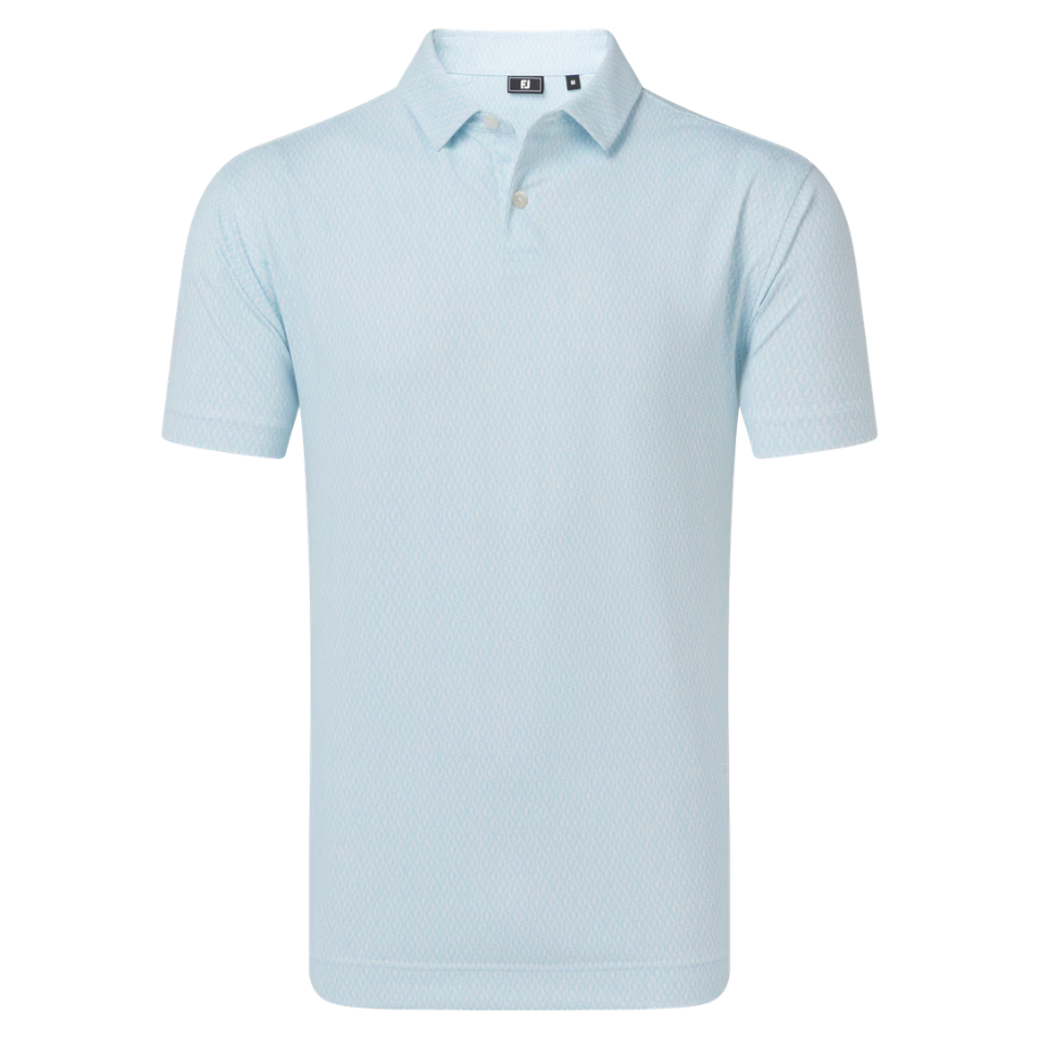 FOOTJOY MODERNIST GEO PIQUE POLO - WHITE/ICE BLUE