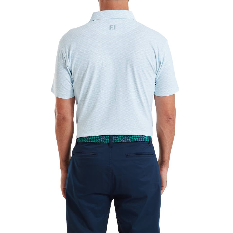 FOOTJOY MODERNIST GEO PIQUE POLO - WHITE/ICE BLUE