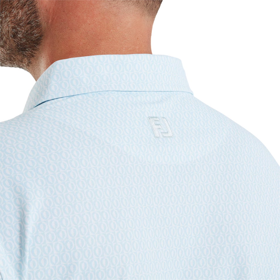 FOOTJOY MODERNIST GEO PIQUE POLO - WHITE/ICE BLUE