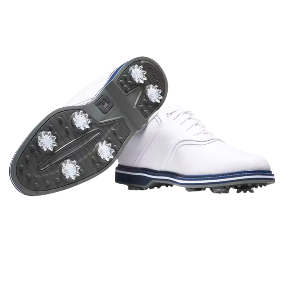 FOOTJOY SPIKED ORIGINALS GOLF SHOE - WHITE/BLUE