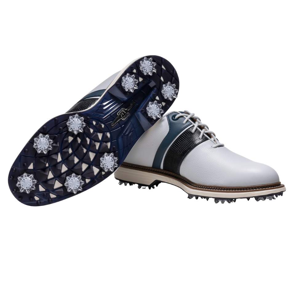 FOOTJOY 2026 PREMIERE PACKARD SPIKED GOLF SHOE - WHITE/NAVY