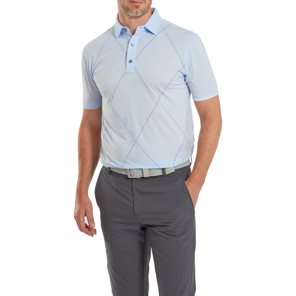 FOOTJOY RAKER PRINT LISLE MIST MEN'S POLO
