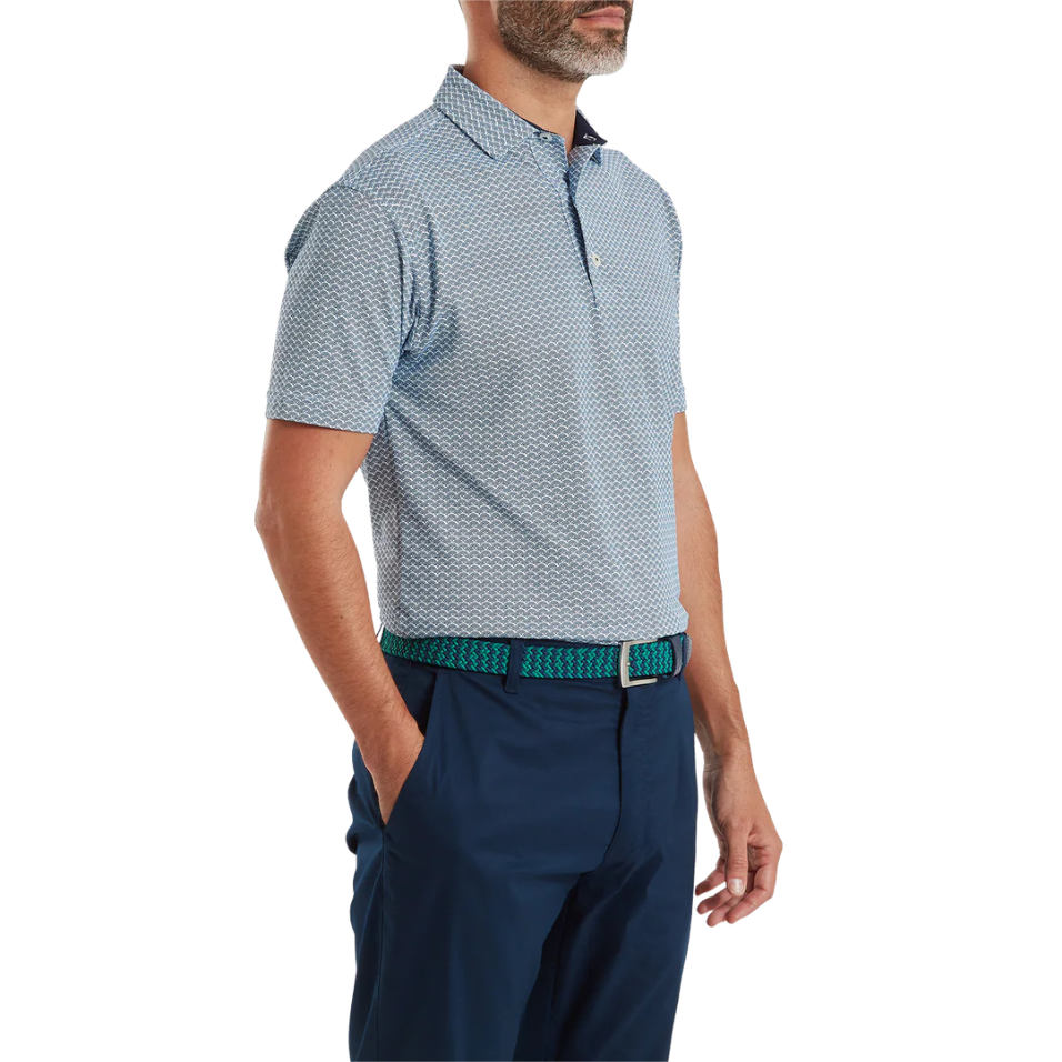 FOOTJOY SCALLOP GEO PIQUE POLO - NAVY