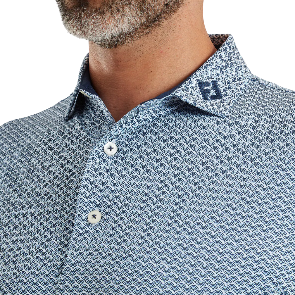 FOOTJOY SCALLOP GEO PIQUE POLO - NAVY