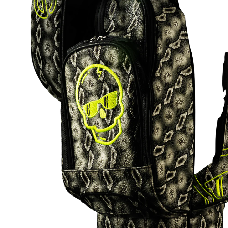 SWAG FAUX SNAKESKIN SKULLS STAND BAG