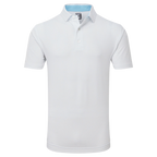 FOOTJOY STRETCH DOT PRINT LISLE WHITE/LIGHT BLUE MEN'S POLO