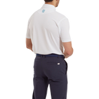 FOOTJOY STRETCH DOT PRINT LISLE WHITE/LIGHT BLUE MEN'S POLO