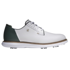 FOOTJOY TRADITIONS DIAMOND GRID BLUCHER SPIKED GOLF SHOE - WHITE/GREEN