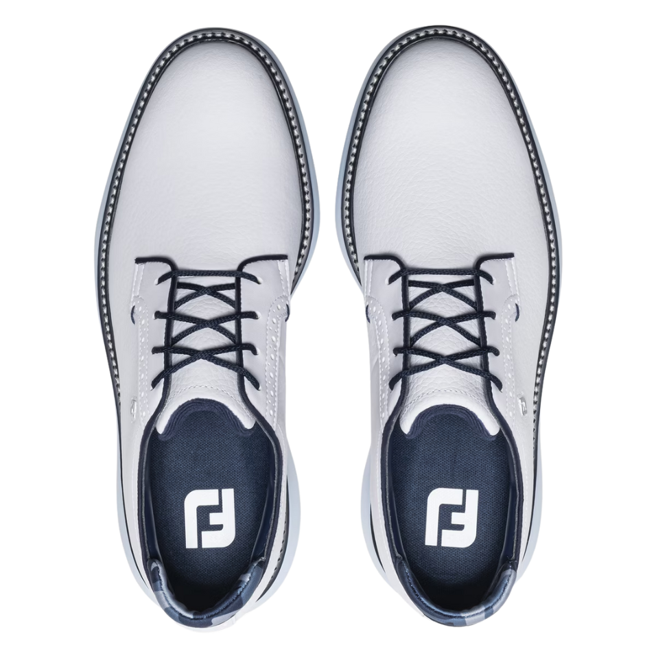 FOOTJOY TRADITIONS BLUCHER SPIKED GOLF SHOE - WHITE/SKY BLUE/CAMO