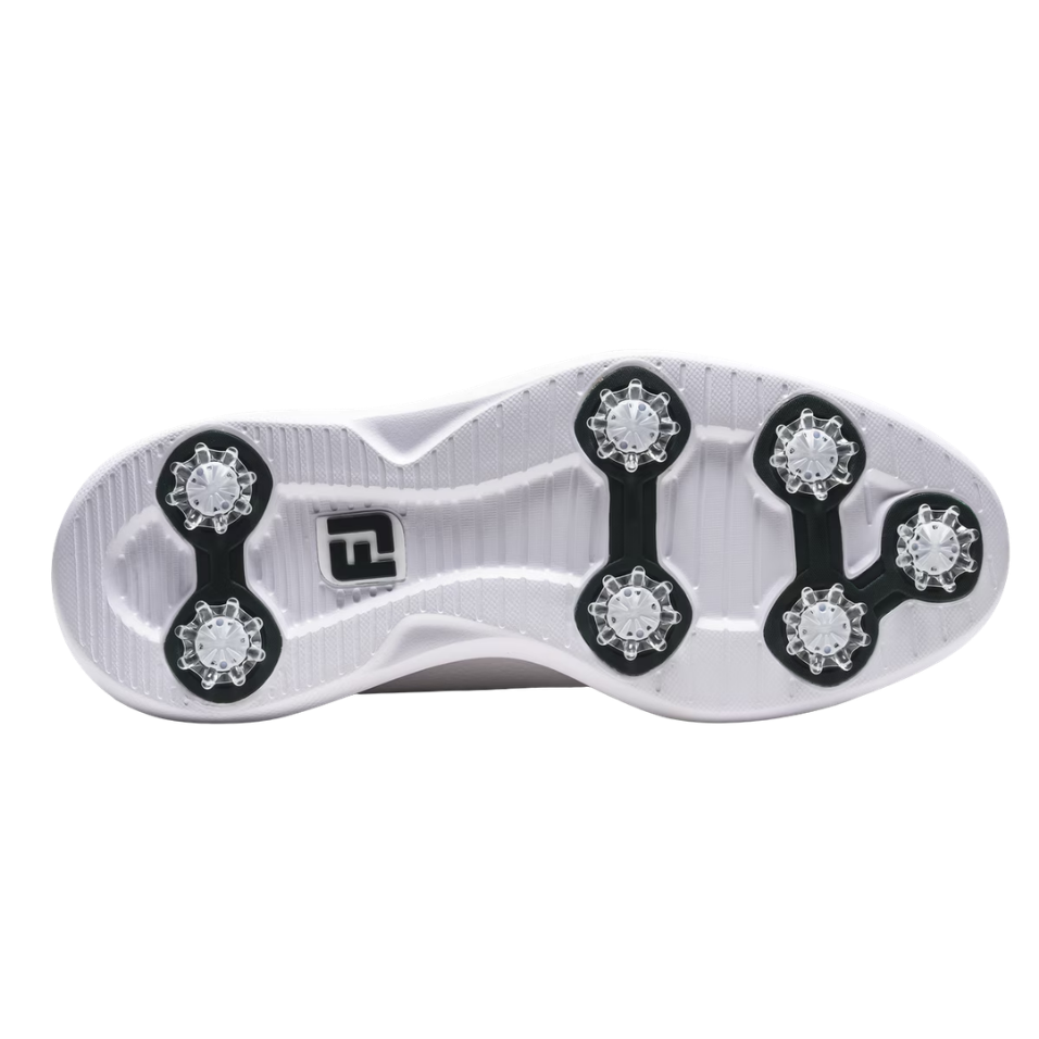 FOOTJOY TRADITIONS DIAMOND GRID BLUCHER SPIKED GOLF SHOE - WHITE/GREEN