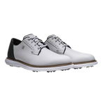 FOOTJOY TRADITIONS DIAMOND GRID BLUCHER SPIKED GOLF SHOE - WHITE/GREEN