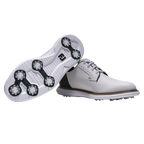 FOOTJOY TRADITIONS DIAMOND GRID BLUCHER SPIKED GOLF SHOE - WHITE/GREEN