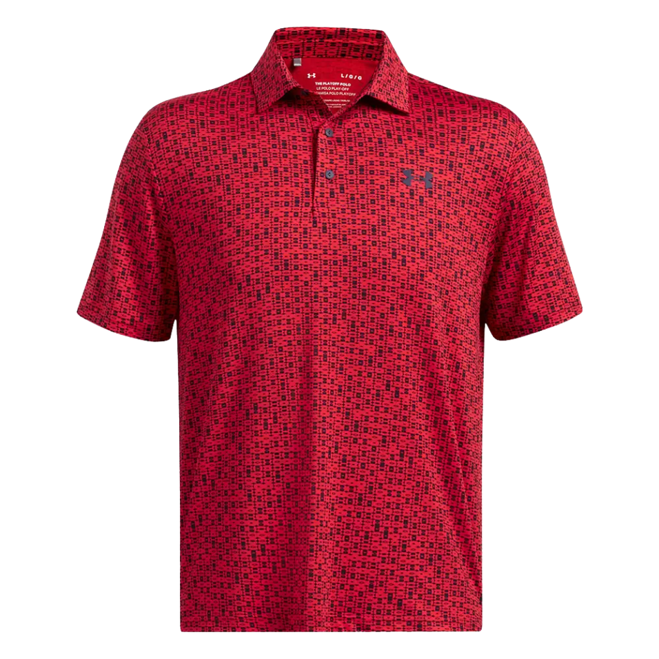 UNDER ARMOUR RED-MIDNIGHT NAVY PLAYOFF PRINTED POLO