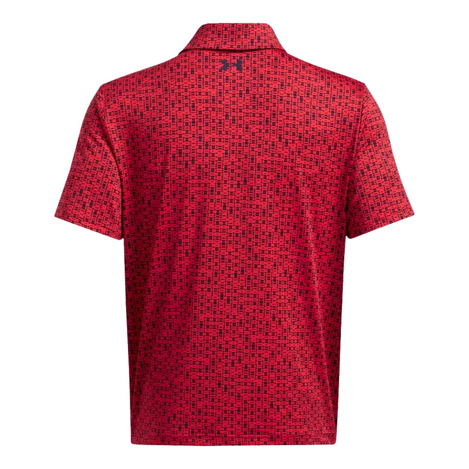 UNDER ARMOUR RED-MIDNIGHT NAVY PLAYOFF PRINTED POLO